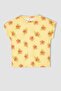Girl's Regular Fit Floral Patterned Cotton Short Sleeve T-Shirt - 5