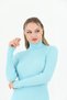 Women's Blue Turtleneck Corduroy Dress (KNITWEAR) - 4