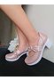 Girl's Bow Detailed Double Stripe Pink Heeled Evening Shoes, Heeled Sandals - 3