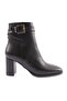 Black Wrinkled Women's Heeled Boots - Belt Detailed 2110162821