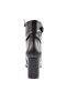 Black Wrinkled Women's Heeled Boots - Belt Detailed 2110162821 - 4