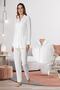 Women's Blue Buttoned Front Polka Dot Long Sleeve Cotton Maternity Pajama Set