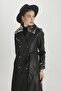 Leather Long Coat with Fur Detail - 3