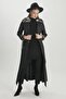 Leather Long Coat with Fur Detail - 6