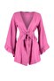 Pembe Dokuma Plaj Mini Kuşaklı Kimono&Kaftan TBESS21KM0002 - 6