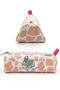 Pencil Case Cow Pattern Shoe Detailed Triangle Pencil Case Jumbo Vegan Leather Pen Holder - Pink (NUDE) - 2