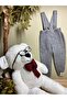 Buttoned Front Strap Ribbed Knitwear Gray Trousers - 2