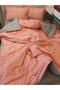 Double Color Single Duvet Cover Set with Double Sided Usable Sheet Elastic - Salmon, Gray
