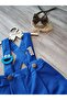 Cobalt Blue Salopet Cookie Monster Concept Baby Boy Birthday Outfit - 3