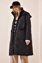 Women's Black Hooded Quilted Coat FN02999 - 3