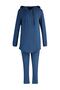 Navy Blue Hooded Zippered Cardigan-Pants Woven Top-Bottom Set Tctss22Us0026 - 6