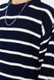 Navy Blue Casual Unisex Oversize Fit Wide Fit Crew Neck Striped Knitwear Sweater Tmnaw23Kz00285 - 3
