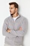 Gri Regular/Normal Kesim Fermuarlı Sıcak Tutan Kalın Anti-pilling Polar Sweatshirt TMNAW23HI00050 - 3