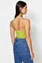 Açık Yeşil Crop Astarlı Korse Detaylı Örme Büstiyer TPRSS23BS00006 - 5