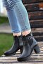 Emy-203 Black Rubber Detailed Side Zipper Boots