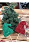 6 Pieces Red and Green Mixed Christmas Hat Motif New Year's Tableware Ornament Glittered Eva Toothpick - 3