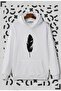 Feather Printed White Hooded Sweatshirt