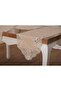 Nadide Luxury Laced Glitter Linen Fabric Beige Living Room Set 5 Pieces - 1365 - 4