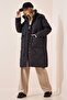 Women's Black Hooded Quilted Coat FN02999