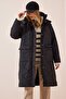 Women's Black Hooded Quilted Coat FN02999 - 4