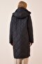 Women's Black Hooded Quilted Coat FN02999 - 6