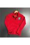 Diver Stand Collar Zippered Tracksuit Reflective Detailed Paris Printed Red Color Scuba Fabric Slim Fit