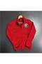 Diver Stand Collar Zippered Tracksuit Reflective Detailed Paris Printed Red Color Scuba Fabric Slim Fit - 2