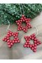 Handmade Wooden Star 3-Piece Christmas and Glass Tree Ornament 30 Krmz