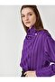 Draped Collar Button Blouse