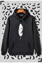 Feather Printed Black Hooded Sweatshirt