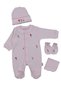 Baby Girl Hospital Release Simple Luxury 100% Natural Cotton Newborn Rose Embroidered Jumpsuit Bodysuit Set 50 Cm - 3
