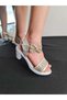 Girl's Heeled Evening Dress Gold Glitter Shoes Sandals - 3