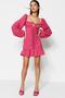 Fuchsia Lacing Detailed Woven Short Stylish Evening Dress Night Graduation Dress Tprss23El00024