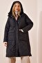 Women's Black Hooded Quilted Coat FN02999 - 5