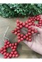 Handmade Wooden Star 3-Piece Christmas and Glass Tree Ornament 30 Krmz - 2