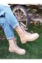 Skin Color Skin Leather Women's Boots between Sizes 36-37-38-39-40 - 4
