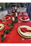 Royal Linen Textured Tablecloth Red - 2