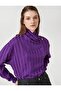 Draped Collar Button Blouse - 2