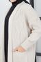 Women's Stone Color Knitted Patterned Knitwear Cardigan with Pockets - 7