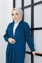 Women's Indigo Knit Patterned Knitwear Cardigan with Pockets - 7