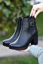 Emy-203 Black Rubber Detailed Side Zipper Boots - 2