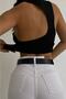 Women's Asymmetric Cut Black Blouse 6580 - 2