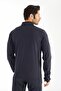 Diver Half Collar - Men's Navy Blue Full Zipper Sports Sweatshirt - 6040-01 - 2