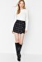 Black Button Detailed A-Line Tweed Fabric Mini Length Woven Skirt Twoaw23Et00371 - 2