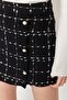 Black Button Detailed A-Line Tweed Fabric Mini Length Woven Skirt Twoaw23Et00371 - 4