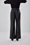 Comfortable Black Trousers with Leather Detail - 5