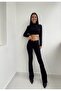 Bella Flared Leg Jeans Black Colorfast Extra Lycra High Waist Long Leg (collector) - 2