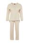 Light Beige Hooded Collar Relaxed Fit Knitted Camisole Plus Size Bottom-Top Set Tbbaw23Cp00016 - 6