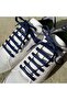120 Cm Navy Blue Flat Waxed Laces, Cotton Knitted Boots Shoelaces - 3