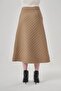 A-Line Beige Quilted Skirt - 5